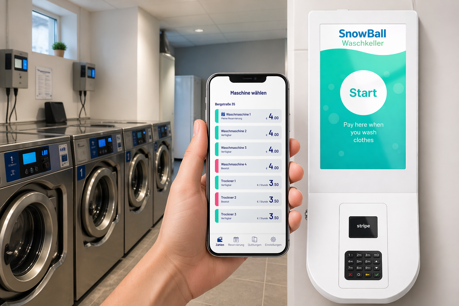 Digitales Bezahlsystem für Waschraumlösungen